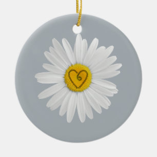 Daisy Flower Love Art past achtergrond aan Keramisch Ornament