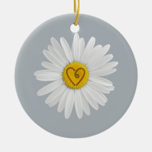 Daisy Flower Love Art past achtergrond aan Keramisch Ornament (Voorkant)