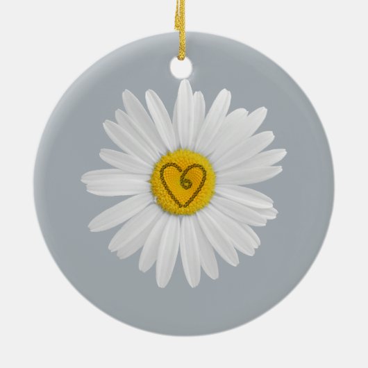Daisy Flower Love Art past achtergrond aan Keramisch Ornament (Achterkant)