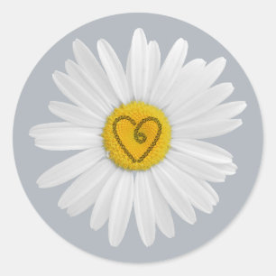 Daisy Flower Love Art past achtergrond aan Ronde Sticker