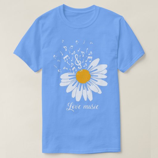 Daisy Flower Love Music Piano Flower Petals Music T-shirt (Design voorkant)