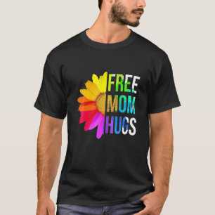 Daisy Flower Mam Hugs Messy Bun LGBT Flag Pride T-shirt
