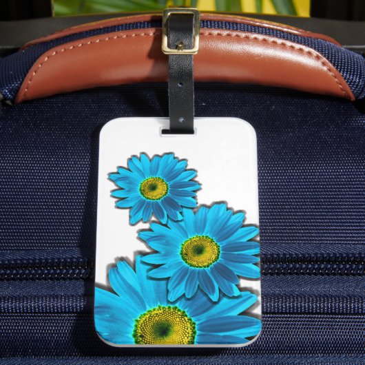 Daisy Flower met Blue Petals Bagagelabel (Voorkant Insitu 2)