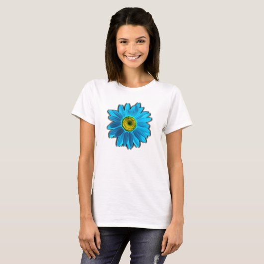 Daisy Flower met Blue Petals T-shirt (Voorkant volledig)