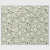 Daisy Flower Mint Floral Cadeaupapier (Vlak)