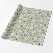 Daisy Flower Mint Floral Cadeaupapier (Uitgerold)