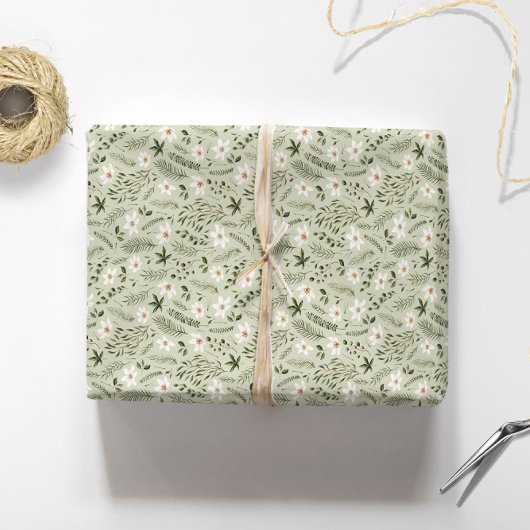 Daisy Flower Mint Floral Cadeaupapier