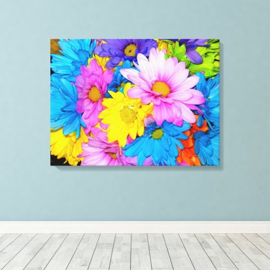 Daisy Flower Mix Canvas Afdruk (Insitu (Houten vloer))