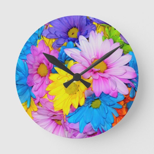 Daisy Flower Mix Clock Ronde Klok (Voorkant)