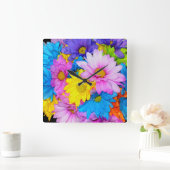 Daisy Flower Mix Clock Vierkante Klok (Huis)