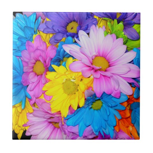 Daisy Flower Mix Tile Tegeltje (Voorkant)