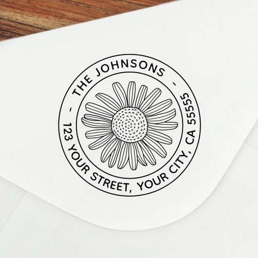 Daisy flower modern bloemadres  zelfinktende stempel