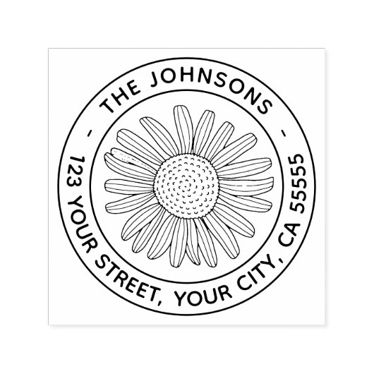 Daisy flower modern bloemadres  zelfinktende stempel (Design)