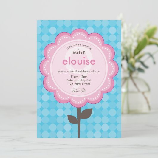 DAISY FLOWER moderne   verjaardag aqua Kaart (Staand voorkant)