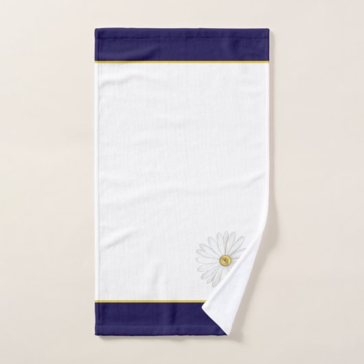 Daisy Flower & monogram on marvy blue & white bat Bad Handdoek (Handdoek)