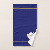 Daisy Flower & Monogram op Navy Blue Bad Handdoek (Handdoek)