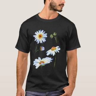 Daisy Flower Motif For Botanical Sketch Floral T-shirt