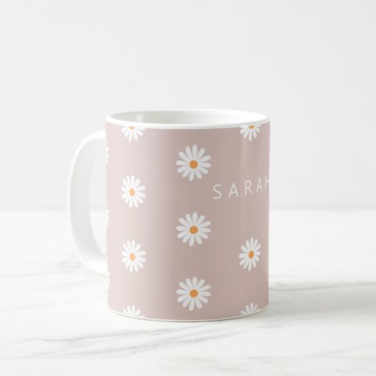Daisy Flower Mug, Daisy Flower Mug, Custom Daisy  Koffiemok (Voorkant links)