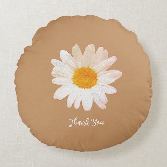 Daisy Flower Mug – Summer Botanical Cozy Rond Kussen (Voorkant)