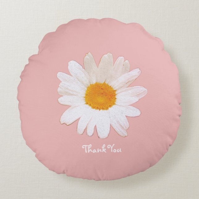 Daisy Flower Mug – Summer Botanical Cozy Rond Kussen (Voorkant)