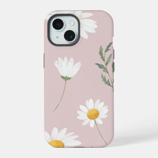 Daisy Flower Naadloos patroon iPhone 15 Case (Achterkant)