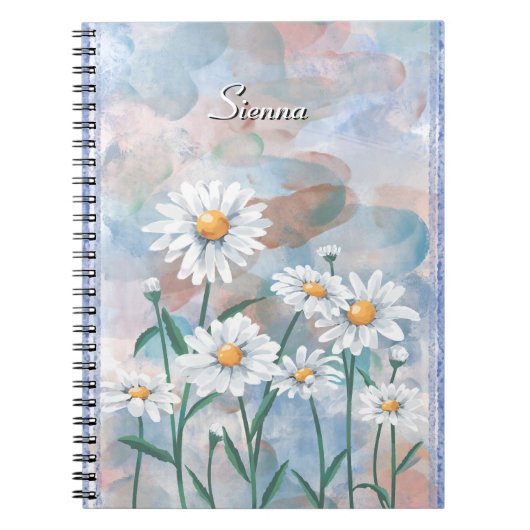Daisy Flower Notitieboek – Waterverf Floral Design (Voorkant)