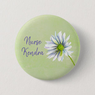 Daisy Flower Nurse Naam Tag Custom Ronde Button 5,7 Cm