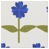 Daisy Flower Ocean Blue Floral Patterned Fabric Stof (Close Up)