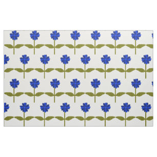 Daisy Flower Ocean Blue Floral Patterned Fabric Stof