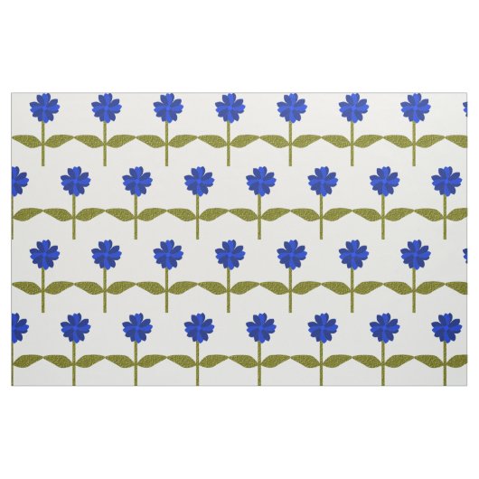 Daisy Flower Ocean Blue Floral Patterned Fabric Stof (Fat Quarter)