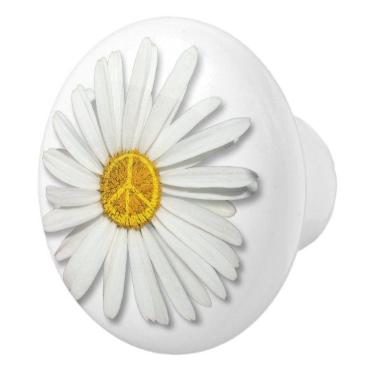 Daisy Flower of Inner Peace Symbool Sign - Hippie Keramische Knop (Rechts)