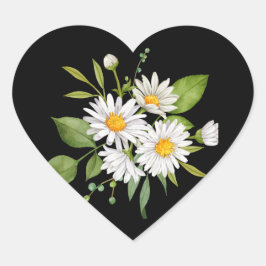Daisy flower on black background Sticker