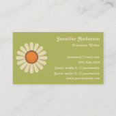 Daisy Flower on Green Retro Visitekaartje (Voorkant)
