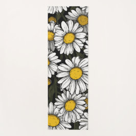 Daisy Flower Pattern Botanical Illustration Yogamat