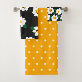 Daisy Flower Pattern Green Yellow Bold Bath Towel Bad Handdoek