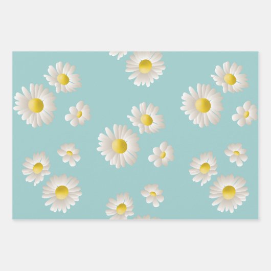 Daisy Flower Pattern Inpakpapier Vel (Voorkant 3)