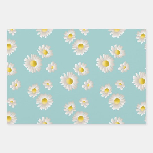 Daisy Flower Pattern Inpakpapier Vel (Voorkant)