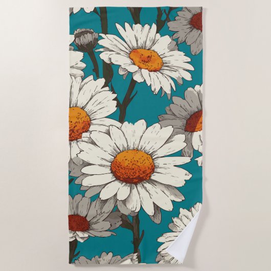 Daisy Flower Pattern Strandlaken (Voorkant)