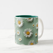 daisy flower pattern tweekleurige koffiemok (Voorkant rechts)