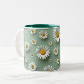 daisy flower pattern tweekleurige koffiemok (Voorkant links)