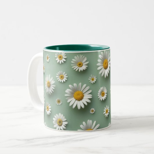 daisy flower pattern tweekleurige koffiemok (Voorkant links)