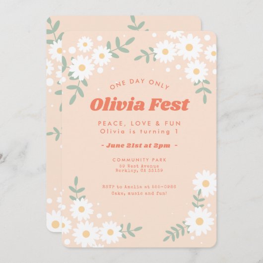 Daisy Flower Peach Kaart (Voorkant / Achterkant)