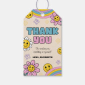 Daisy Flower Rainbow Birthday Party Dank u Label Cadeaulabel (Voorkant)