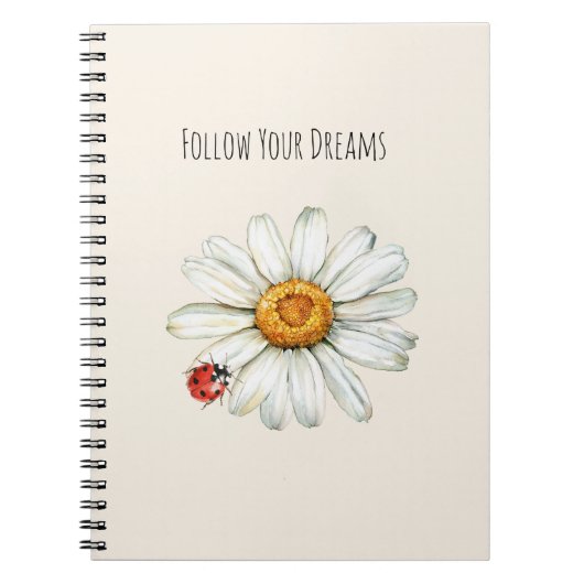 Daisy Flower Red Black Ladybug Notitieboek (Voorkant)