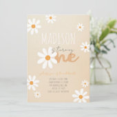 Daisy Flower Retro Verjaardagsfeest Uitnodiging (Staand voorkant)