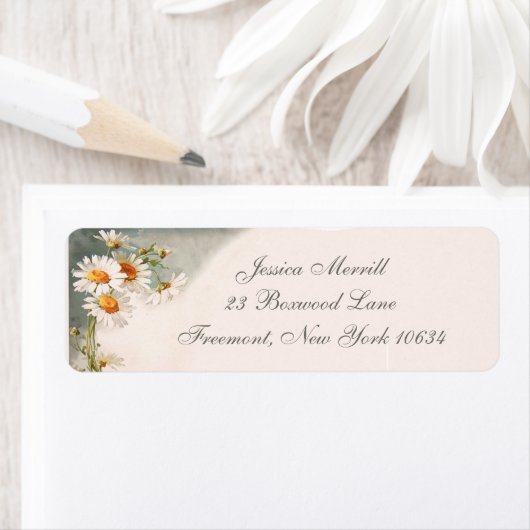 Daisy Flower Return-adreslabels Etiket (Insitu)