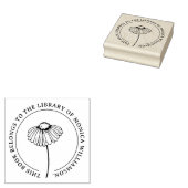  Daisy Flower Round Custom Library Book Rubberstempel (Gestempeld)