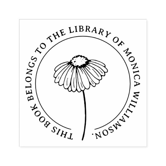  Daisy Flower Round Custom Library Book Rubberstempel (Afrduk)
