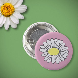 Daisy Flower Roze Button