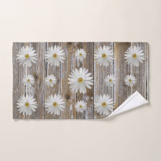 Daisy Flower Rustic Barn Board Bad Handdoek (Handdoek)